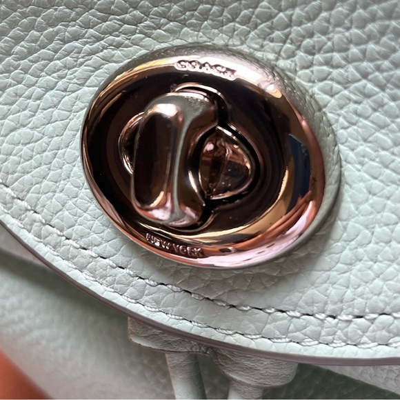 Coach turnlock mini backpack, pebbled leather, mint, green rucksack NWOT - Picture 5 of 13